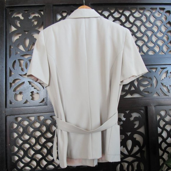 VINTAGE 90s DESIGNER FASHION BELTED ZIP TOP SUIT BLAZER Tortoise Accents Size-12 - Picture 9 of 12